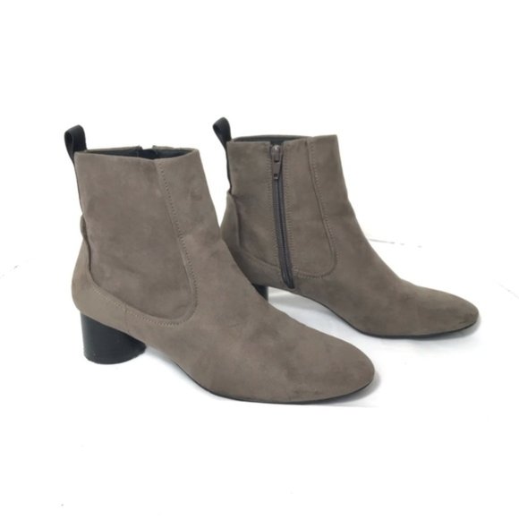 Zara Faux Grey Suede Ankle Booties Size 6 - Picture 1 of 7